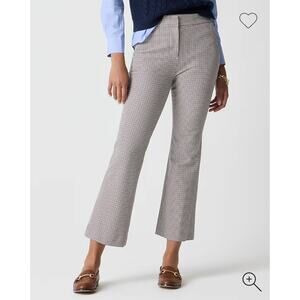 NWT J.Crew Kelsey Pant Brown Houndstooth Cropped Flare Preppy Size 4